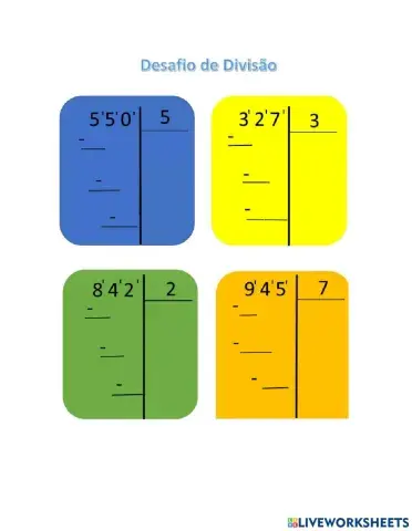 Divisão 4º Ano (método longo)