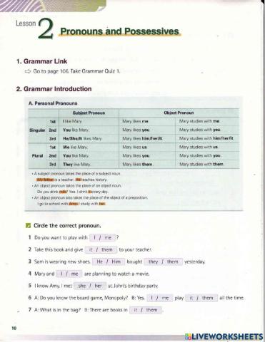 Pronouns and Possessives