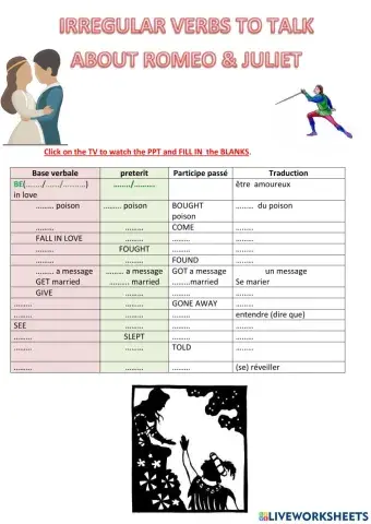 Irregular verbs about  romeo and juliet