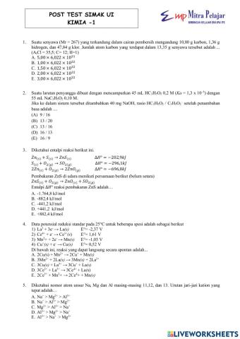 Posttest simak ui kimia 1