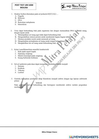 Post test um ugm biologi 2023