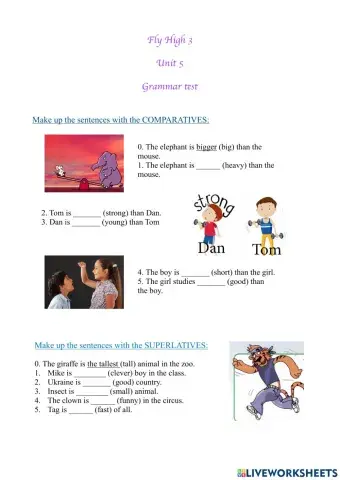 Fly High 3, Unit 5, grammar test (by Levytska B. 340)