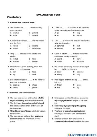 Revision worksheet