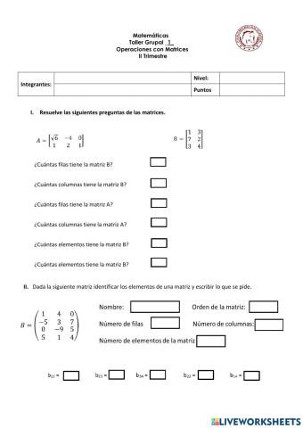 OPERACIONES DE MATRICES