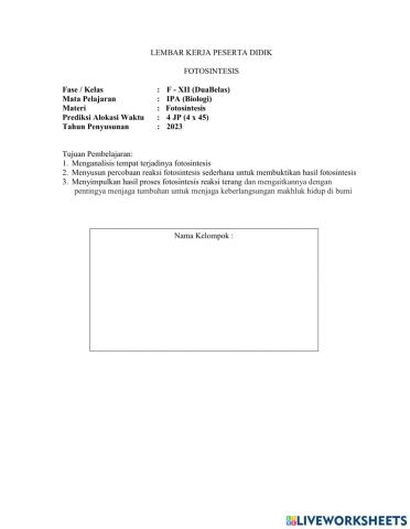 Fotosintesis lkpd