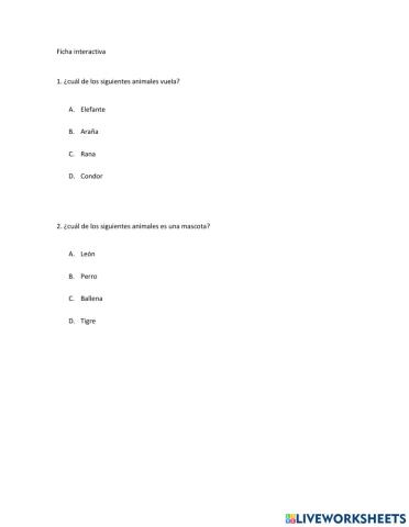 Ficha de los animales