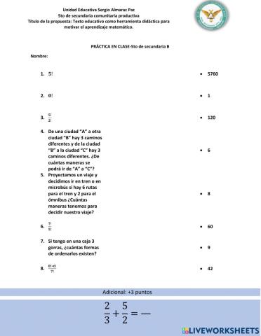 Práctica de análisis combinatorio