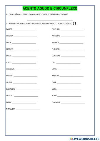 Acento Agudo e Circunflexo