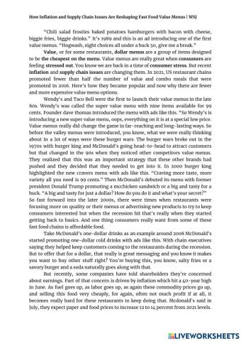 How Inflation and Supply Chain Issues Are Reshaping Fast Food Value Menus - WSJ