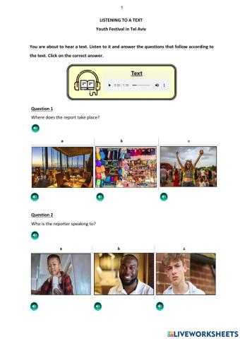 BOOST: Listening to a Text Practice – Youth Festival in Tel Aviv