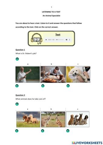BOOST: Listening to a Text Practice – An Animal Specialist