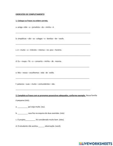 Pronomes possessivos