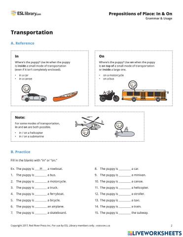 In- on transportation