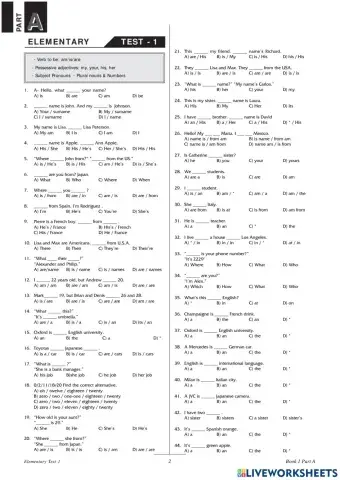 Test Master Book-1 Part-A Test-1