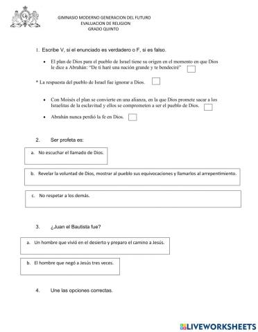 Evaluacion de religion