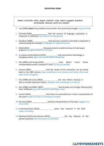 TRS6 - Humanities 2 - Reporting verbs