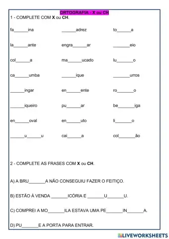 Ortografia - X ou CH