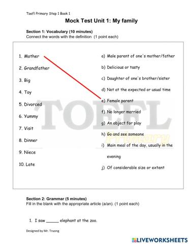 Mock test Unit 1: My family