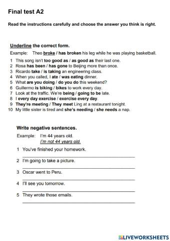 A2 Final Test