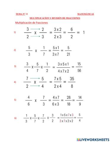 Multiplicacion y division de fracciones