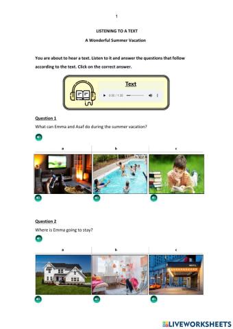 BOOST: Listening to a Text Practice – A Wonderful Summer