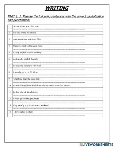 Writing review Level 1 (Punctuation)