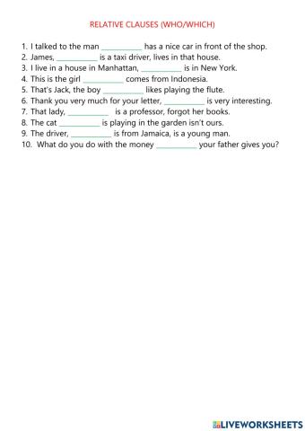 Relative clauses (who-which)