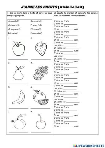 Chanson: -J'aime les fruits-