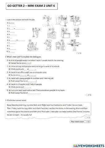 Go getter 2 unit 6 exam