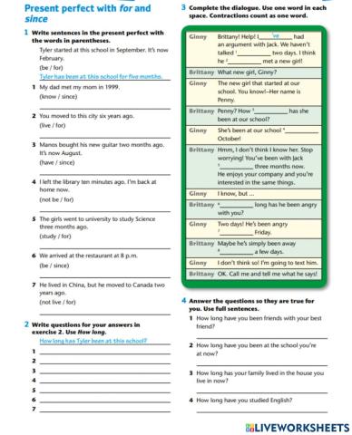 Li4-u03-present perfect for-since-ws