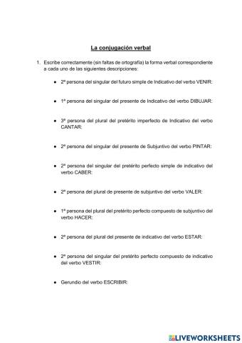 La conjugación verbal