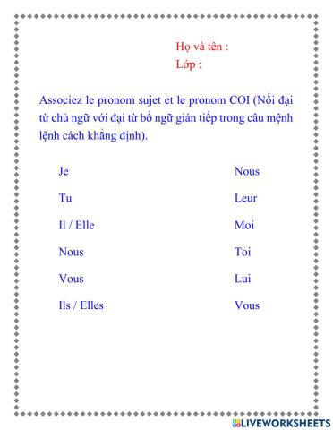 Nối đại từ CN với COI