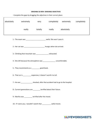 Non gradable and gradable adjectives