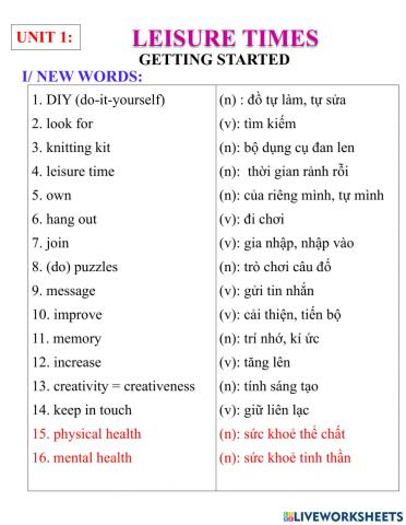 English 8- unit 1- getting started