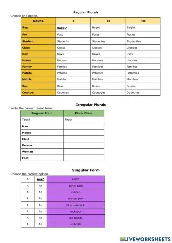 Singular and Plural Forms