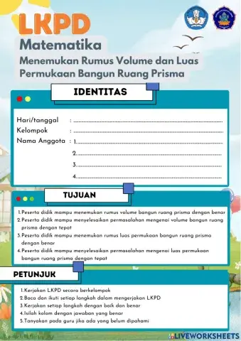 LKPD Pencarian Rumus Volume dan Luas Permukaan Prisma