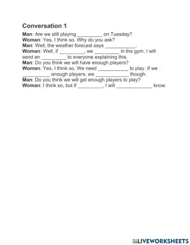 First conditional conversation