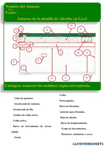 Entorno de la planilla de cálculos