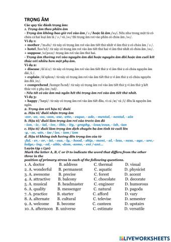 Trọng âm theo phiên âm