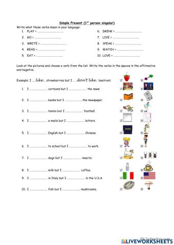 Present simple (1st person singular)