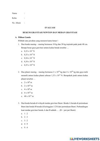 Evaluasi Hukum Gravitasi Newton dan Medan Gravitasi