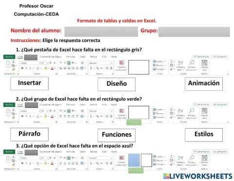 Formato de tablas y celdas en Excel.