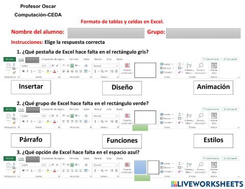 Formato de tablas y celdas en Excel.