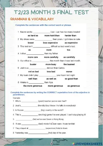 A2 month 3 final test