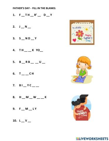 3. FATHER'S DAY - Fill in The Blanks