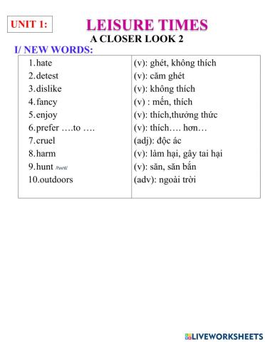 English 8- unit 1- a closer look 2