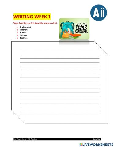 WL2 Unit 1 Writing Week 1
