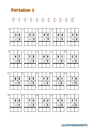Perkalian 3 (kotak) A