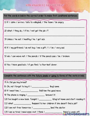 Future Simple, Going to- First Conditional Exercises