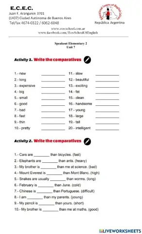 Comparative adjectives (1)